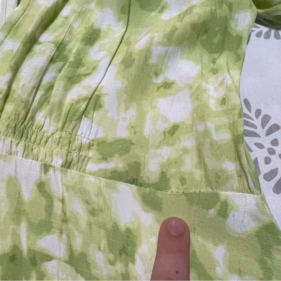 Faithfull The Brand Vittoria Mini Dress Roos Tie Dye Lime Puff Slv Sz 8 - Picture 16 of 17